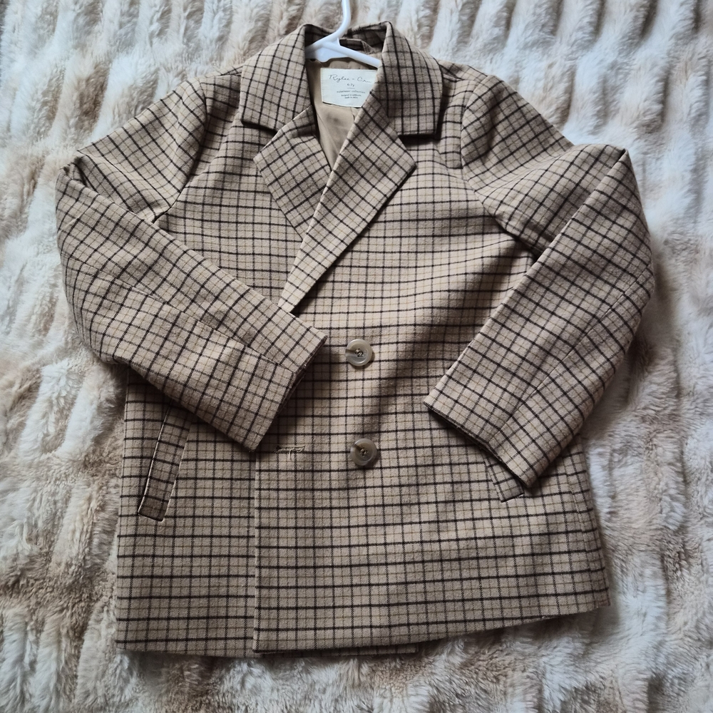 Rylee + Cru Tan Plaid Kids Blazer